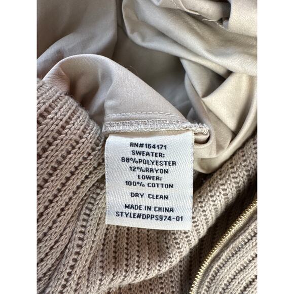 Anthropologie Du Paradis Twofer Jumpsuit Knit Mixed Media Wide Leg Tan Sz Small - Picture 9 of 14